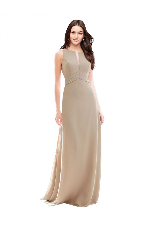 Cheap Elegant Bridesmaid with High Neckline and Illusion V-Neck UK