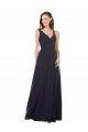 Cheap Elegant Chiffon Bridesmaid Dress with V-Neck Lace Bodice UK