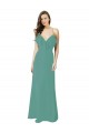 Cheap Full Length Chiffon Bridesmaid Dress with Ruffled V-Neckline UK