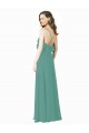 Cheap Full Length Chiffon Bridesmaid Dress with Ruffled V-Neckline UK