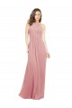 Cheap Chiffon Bridesmaids Dress with Draped Bodice and Keyhole Back UK