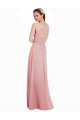 Cheap Chiffon Bridesmaids Dress with Draped Bodice and Keyhole Back UK