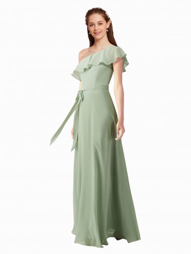 Cheap Chiffon Bridesmaids Dress with Ruffles Flutter Sleeves UK