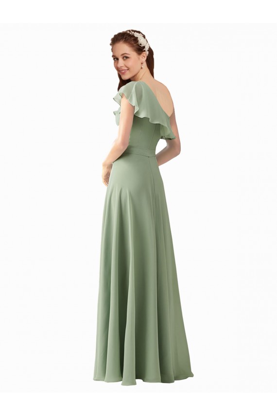 Cheap Chiffon Bridesmaids Dress with Ruffles Flutter Sleeves UK