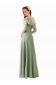 Cheap Chiffon Bridesmaids Dress with Ruffles Flutter Sleeves UK