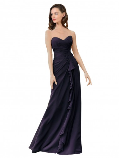 Cheap Strapless Chiffon Bridesmaids Dress with Sweetheart Neckline UK