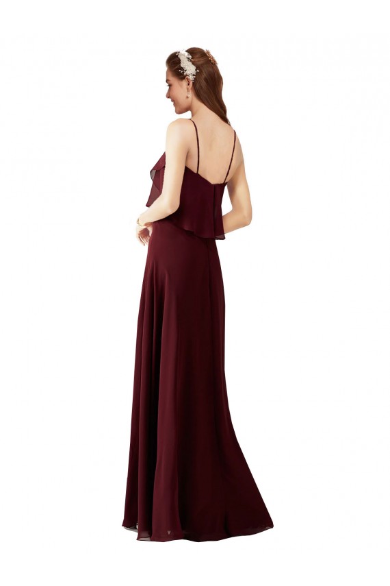 Cheap Chiffon Bridesmaids Dress with Spaghetti Straps UK