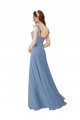 Cheap Chiffon Bridesmaids Dress with Ruffle Neckline UK