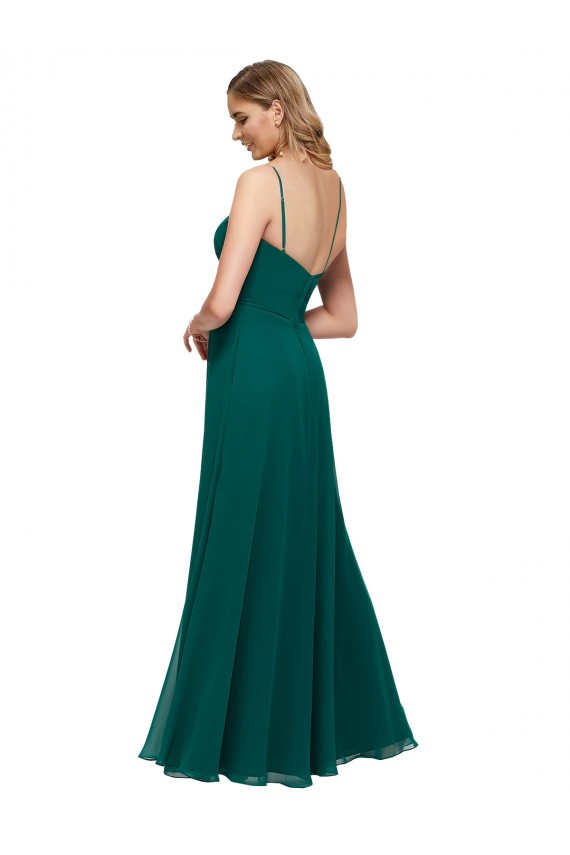 Cheap Chiffon Bridesmaid Dress with Pleated Bodice and Straps UK