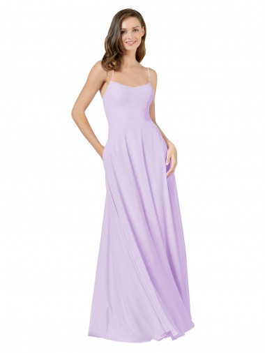 Cheap Simple Chiffon Bridesmaid Dress with Pocket UK