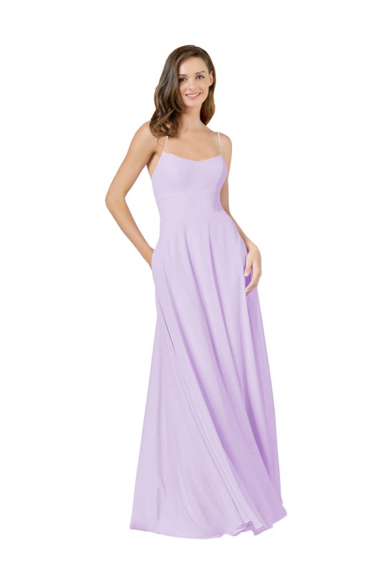 Cheap Simple Chiffon Bridesmaid Dress with Pocket UK