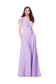 Cheap Flutter Sleeves V-Neck Chiffon Bridesmaid Dress UK