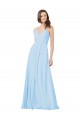 Cheap Long V-Neck Chiffon Bridesmaid Dress with Keyhole Back UK