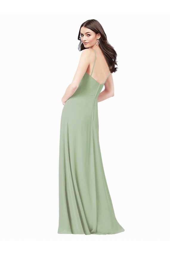 Cheap Floor Length Long Chiffon Bridesmaid Dress with Side Slit UK