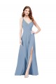 Cheap Surplice Bodice A-Line Long Chiffon Bridesmaid Dress UK