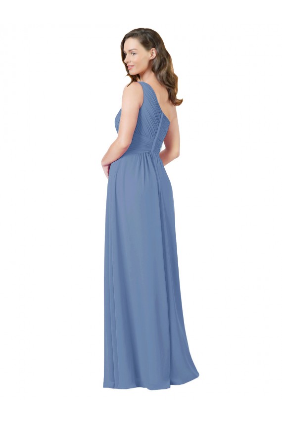 Cheap Pleated One Shoulder Chiffon Bridesmaid Dress UK