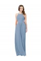 Cheap Chiffon Bridesmaid Dress with High Halter Neckline UK
