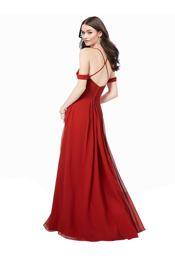 Cheap Cold Shoulder Chiffon Bridesmaid Dress UK