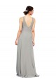 Cheap V-Neck Chiffon Bridesmaid Dress with Illusion Gathered Bodice UK