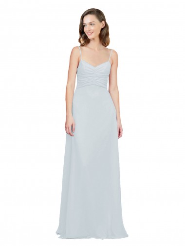Cheap Slim A-Line Chiffon Bridesmaid Dress with Spaghetti Strap Gathered Bodice UK