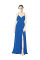 Cheap Spaghetti Strap Chiffon Bridesmaids Dress with Asymmetrical Ruffle and Front Slit UK