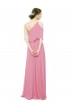 Cheap Sleeved One Shoulder Chiffon Bridesmaids Dress with Draped Ruffle Overlay UK