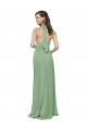 Cheap High Collar Halter Neck Chiffon Bridesmaid Dress with Long Back Tie UK