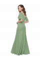 Cheap Chiffon V-Neckline Wrap Bridesmaids Dress With Double Flutter Sleeve UK