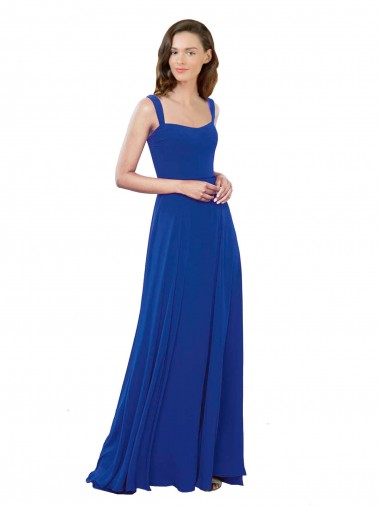 Cheap Square Neck A-Line Long Floor Length Chiffon Bridesmaid Dress UK