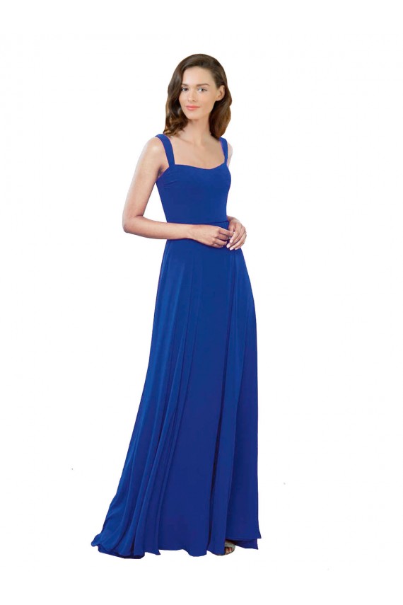 Cheap Square Neck A-Line Long Floor Length Chiffon Bridesmaid Dress UK