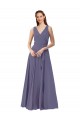 Cheap V-Neck Long Draped A-Line Chiffon Bridesmaid Dress UK