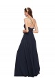Cheap Long Chiffon Bridesmaid Dress with Criss Cross Straps and Ruffles UK