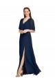 Cheap V-Neck Plush Chiffon Bridesmaid Dress with Flutter Sleeves UK