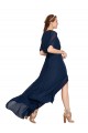 Cheap V-Neck Plush Chiffon Bridesmaid Dress with Flutter Sleeves UK