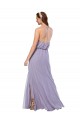 Cheap Grecian Style Halter Chiffon Bridesmaid Dress with Keyhole and Slit UK