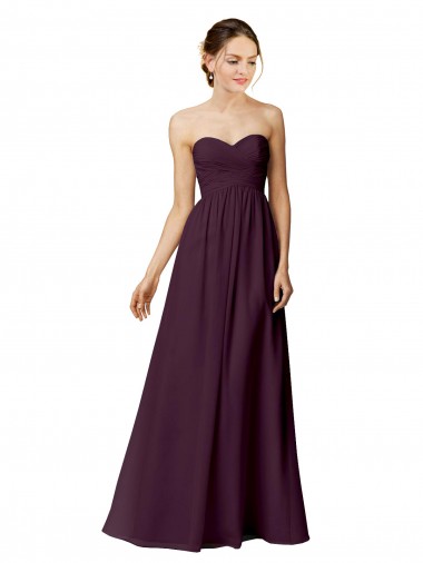 Cheap Strapless Chiffon Bridesmaid Dress with Criss Cross Shirred Bodice UK
