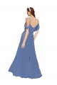 Cheap Mock-Wrap Off the Shoulder Long Chiffon Bridesmaid Dress with Side Slit UK