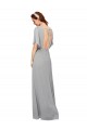 Cheap V-Neck Long Chiffon Bridesmaid Dress with Dolman Sleeved Bodice and Slit UK
