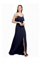 Cheap Draped Long Chiffon Bridesmaid Dress with Straps and Layers UK