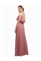 Cheap Draped Long Chiffon Bridesmaid Dress with Straps and Layers UK