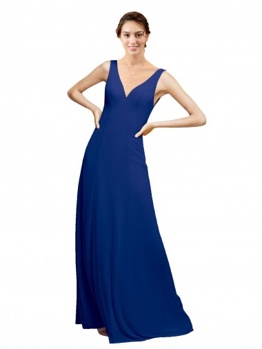 Cheap V-Neck Sheath Chiffon Bridesmaid Dress with V-Back UK