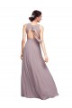 Cheap Open Back Long Chiffon Bridesmaid Dress with Plunging V-Neck Bodice UK