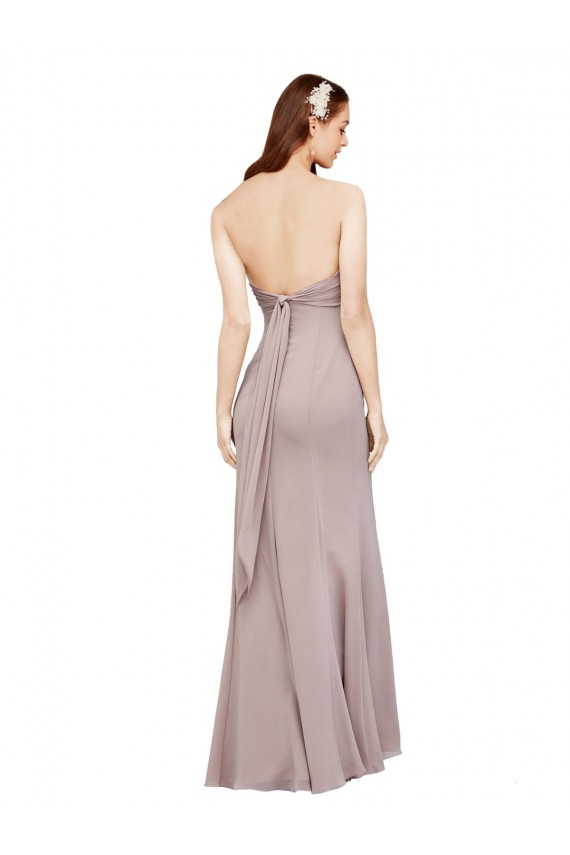 Cheap Fit and Flare Long Chiffon Bridesmaid Dress / Prom Dress with Sash and Open Back UK