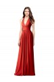 Cheap Halter V-Neck A-Line Chiffon Bridesmaid Dress with Shirred Skirt UK