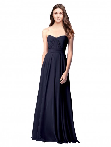 Cheap Luxe Chiffon Bridesmaid Dress with Sweetheart Neckline and Shirred Bodice UK