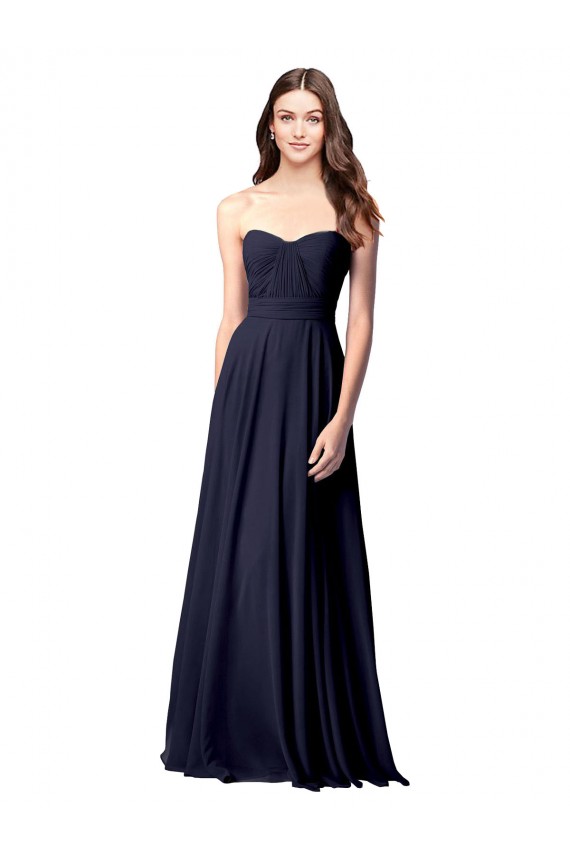 Cheap Luxe Chiffon Bridesmaid Dress with Sweetheart Neckline and Shirred Bodice UK