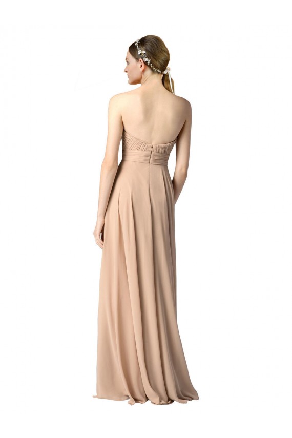 Cheap Luxe Chiffon Bridesmaid Dress with Sweetheart Neckline and Shirred Bodice UK