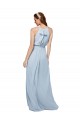 Cheap High Keyhole Neck Long Chiffon Bridesmaid Dress with Slit UK