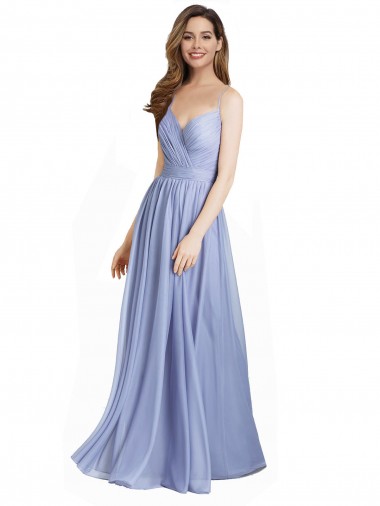 Cheap Ruched Criss Over Bodice Chiffon Bridesmaid Dress with Lace Open Back UK