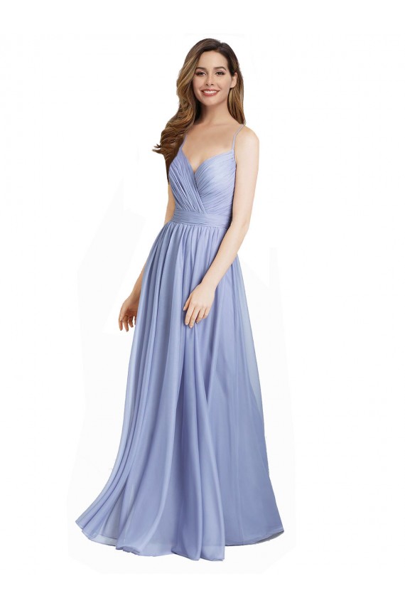 Cheap Ruched Criss Over Bodice Chiffon Bridesmaid Dress with Lace Open Back UK